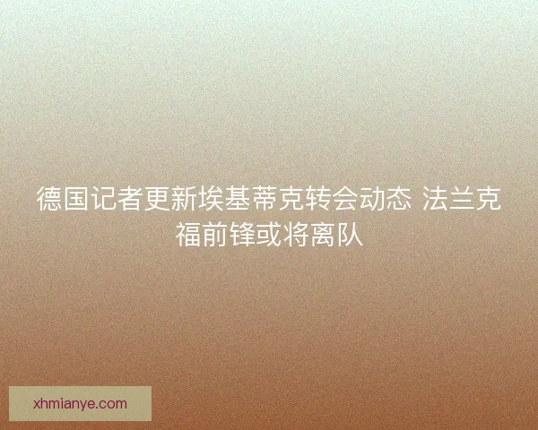 德国记者更新埃基蒂克转会动态 法兰克福前锋或将离队